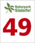 Logo des Naturparks Südeifel mit roter Zahl 49 auf weißem Hintergrund. Logo des Naturparks Südeifel mit roter Zahl 49 auf weißem Hintergrund.