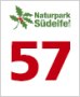 Logo van het natuurpark Zuid-Eifel met rood nummer 57 en groen bladmotief. Logo van het natuurpark Zuid-Eifel met rood nummer 57 en groen bladmotief.