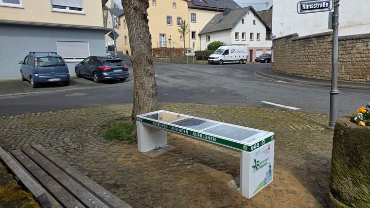 Twee mannen staan naast een informatieschild dat pleit voor de bescherming van bijen. Op de achtergrond zijn huizen en bomen zichtbaar.