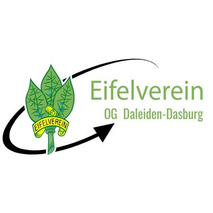 Un logo de l'Eifelverein avec une feuille et l'inscription "Eifelverein OG Daleiden-Dasburg". Le design est vert et символise le lien avec la nature.