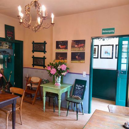 Interieur van het restaurant in de Hubertus Stube