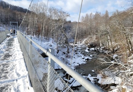 Blick von der Hängebrücke auf die Stromschnellen, © Felsenland Südeifel Tourismus GmbH