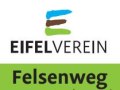 Eifelverein-logo met gestileerde rotsen en 'Felsenweg'-letters op een groene achtergrond., &copy; Eifelverein