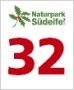 Logo du parc naturel S&uuml;deifel avec le chiffre rouge 32 en dessous.