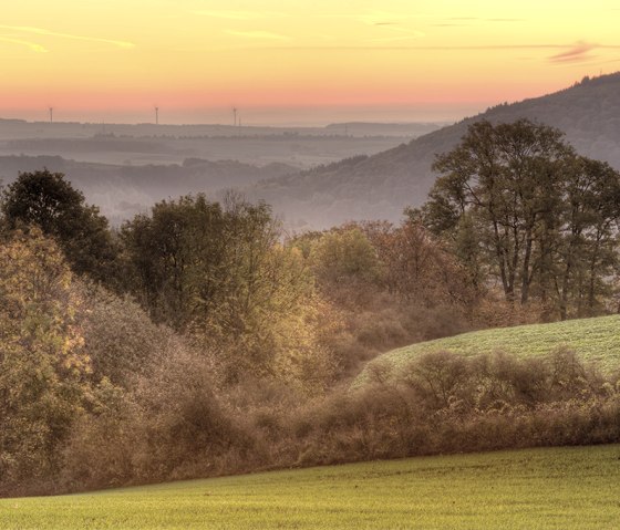 Coucher de soleil sur le Prümtalweg, © Naturpark Südeifel, Pierre Haas