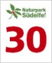 Logo des Naturparks S&uuml;deifel mit roter Zahl 30 auf wei&szlig;em Hintergrund.