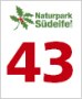 Logo du parc naturel S&uuml;deifel avec une feuille verte et le chiffre 43 en rouge en dessous.