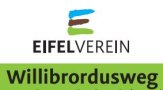 Logo de l'association Eifel avec l'inscription 'Willibrordusweg' sur fond vert., &copy; Eifelverein