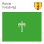 Plaque verte avec un symbole de croix blanche et le texte 'R&ouml;hler Kreuzweg' en haut &agrave; gauche. Armoiries en haut &agrave; droite., &copy; Gemeinde R&ouml;hl