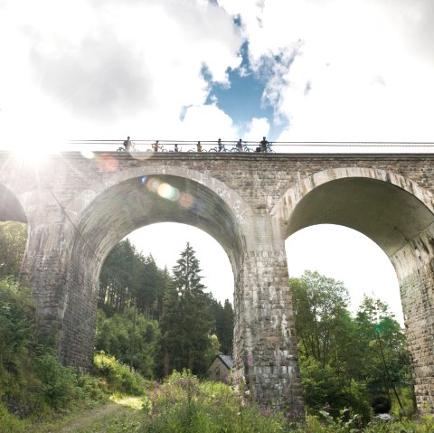 Un point fort de la piste cyclable : le viaduc de Reichenstein de la Vennbahn, &copy; vennbahn.eu